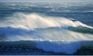 Ocean waves on surfside beach.