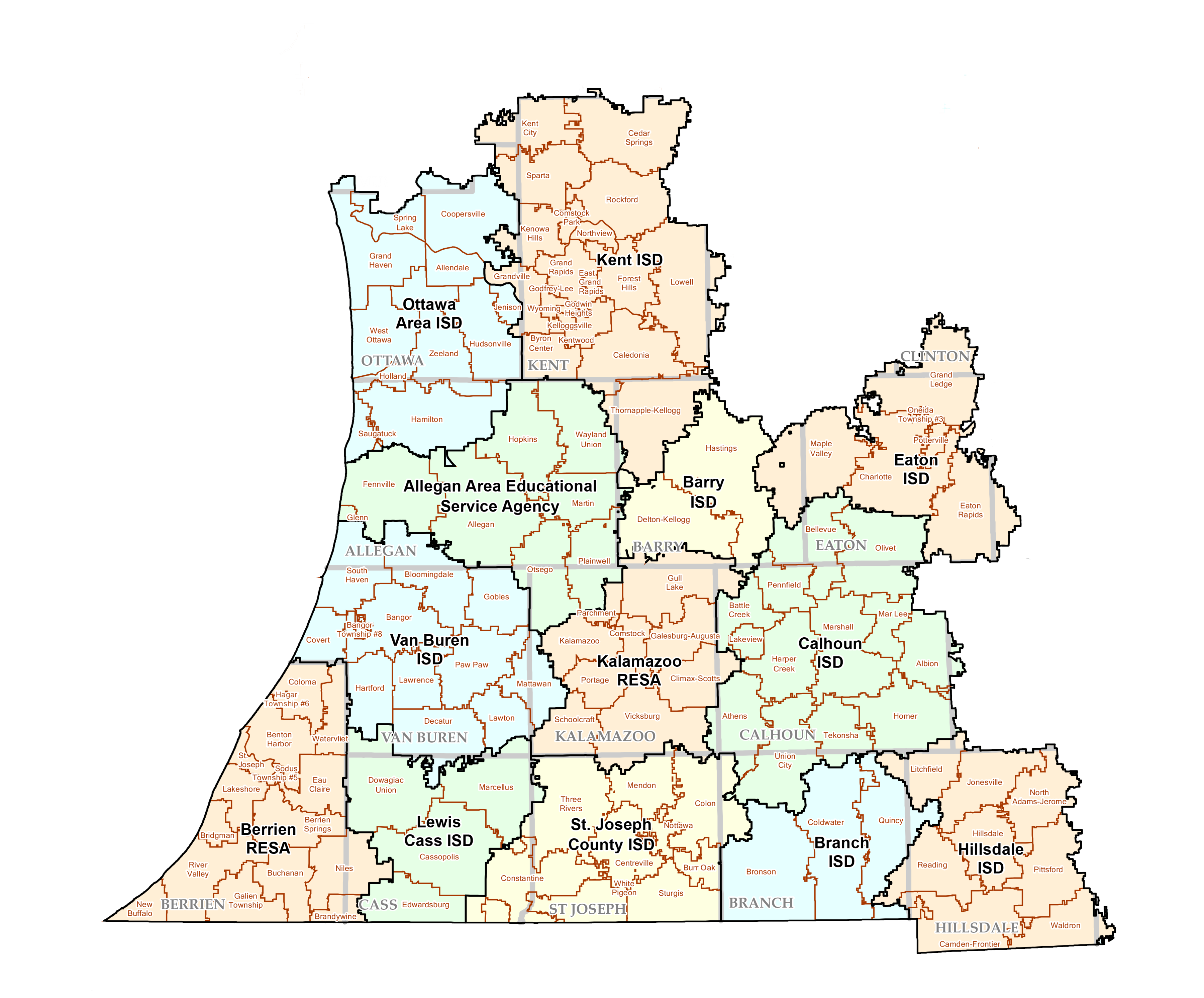 West Michigan County Map West Michigan Area Schools | Jaqua Realtors