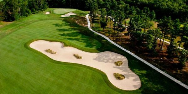 An aerial view of the golf course at The Bay Club at Mattapoisett in Massachusetts