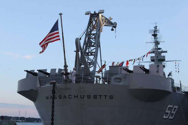 A view of the USS Massachusetts at Battleship Cove, Fall River, MA