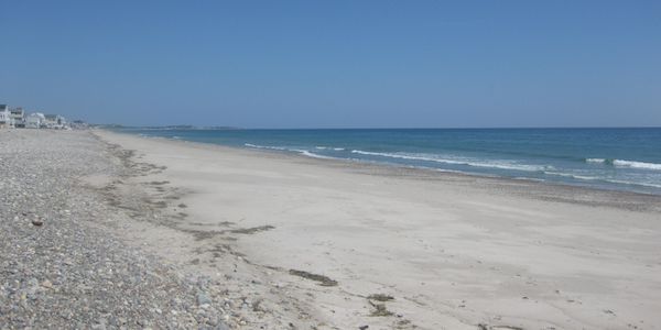 Sandy beach at Humarock Beach in Scituate, MA, empty of people